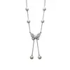 Collar Largo con Borla de Perla y Mariposa de Circonita Cúbica para Mujer, Cadena para Clavícula de Lujo Ligero de Nicho de Gama Alta, Cadena para el Cuello Elegante y Versátil
