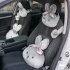 Almohada para Reposacabezas de Coche Dibujo Animado Conejo de Pelo Largo Almohada para Cuello de Coche Soporte Lumbar Felpa Cómoda Accesorios de Interior de Coche