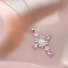 Colar Feminino Colorido Zircônia Joias Design de Nicho Pingente Cruz Completo em Diamante Colar Corrente de Clavícula em Aço Inoxidável