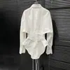 Camisa com Faixa na Cintura Primavera 2025 Design de Nicho Feminino Emagrecedora Cintura Manga Longa Camisa Top
