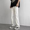 Jeans de Trabajo Retro Estilo Americano Blancos para Hombre Rectos Slim Largos Altos cleanfit Pantalones Micro Acampanados