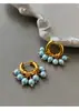 Pendientes de Latón Perlado Azul Mate Coloridos, Pendientes de Borla Femeninos, Modernos y Geniales, Conjunto de Pulsera y Collar
