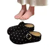 Zapatos Boken de Fieltro con Lunares Retro Cubre-Cabeza para Mujer Pantuflas Otoño 2026 Nuevo Estilo Suela Gruesa Cómodos para los Pies Deslizables para Exteriores