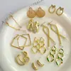 Aretes Dorados Estilo Coreano Estilo Ins para Mujer, Aretes Geométricos de Corazón y Perla, Aretes Versátiles Elegantes para Mujer, Venta al por Mayor de Fabricantes