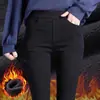 Leggings Negros Forrados de Polar para Tallas Grandes para Mujer, Otoño e Invierno, de Cintura Alta, Elásticos, Adelgazantes, Talla Grande, Ropa de Abrigo, Pantalones Skinny de Lápiz