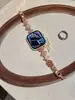 Pulsera de Metal con Forma de Trébol de Cuatro Hojas Incrustada con Diamantes de Cobre y Circonita Adecuada para Apple Watch iWatch 12ª Generación 11/10