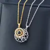 Collar de Proyección Sol y Luna Transfronterizo Nuevo 100 Idiomas Te Amo Collar de Pareja Personajes Micrograbados Cadena para Clavícula Mujer