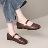 Zapatos de Mujer Retro de Punta Cuadrada y Tacón Bajo 2026 Nuevo Estilo Otoño, Combinados con Faldas, Estilo Nocturno Suave, Zapatos Planos Mary Jane Suaves