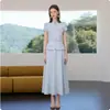 Moda de Verano Nuevo Simple Conjunto de Vestido Profesional de Manga Corta para Mujer con Cuello Mao Pequeño, Corte Ajustado, Atuendo Formal Ol Elegante