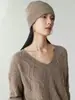 Suéter de Cachemir 100% Puro, Suave y de Lujo, con Cuello en V Hueco y Diseño Engrosado de Doble Hilo