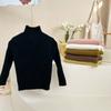 Suéter Básico para Niñas 2025 Otoño/Invierno Suave para Niños Color Sólido Cuello Medio Alto Tejido de Punto Elástico Top Moderno