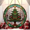 Decoraciones Populares Navideñas Transfronterizas, Adornos Redondos de Acrílico para Colgar, Decoraciones de Ventana de Papá Noel y Renos, Regalos Navideños