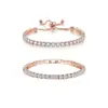 Pulsera Ajustable Extraíble de 4 mm Chapada en Cobre Estilo Europeo y Americano Conjunto Combinado al por Mayor Pulsera de Circonita 17 cm Oro Real Transfronterizo