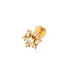 Fundición 100% Acero Inoxidable con Incrustación de Circonita, Corona de Trébol de Cuatro Hojas en Forma de Abanico de 1.0 Diente, Piercing Labial y Piercing de Cartílago Auricular de Flor de Estrella de Cinco Puntas