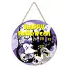 Decorações de porta redondas tridimensionais de madeira maciça personalizadas criativas transfronteiriças para Halloween placa de porta pendurada de madeira