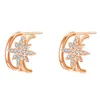 Novedosos pendientes de estrella de seis puntas moda europea y americana pendientes de meteorito pendientes temperamento con incrustaciones de diamantes pendientes brillantes de arroz de meteorito