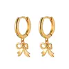Pendientes de Aro con Colgante de Lazo Versátil Estilo Ins para Mujer, Estilo de Lujo Ligero de Gama Alta, Pendientes Delicados de Aro con Púa de Plata Inspirados en Chanel