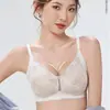 Ropa interior de encaje sin costuras para senos grandes, los hace parecer más pequeños, anti-caída, cómoda, transpirable, soporte suave, realza, recoge los senos laterales, sujetador