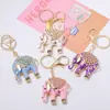 Chaveiro de Elefante com Padrão de Gotejamento de Óleo Criativo de Luxo Leve Pequeno Pingente Animal Flor de Metal Pequeno Elefante Chaveiro
