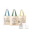 Dia do Professor Desenho Animado DIY Bolsa de Lona em Branco Pintada à Mão para Grafite para Professores, Bolsa de Presente Pintada à Mão Personalizada