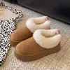 Zapatos de invierno 2025 para mujer, de suela gruesa, sin cordones, forrados de felpa, de algodón, para mujeres petites, mocasines cálidos y acogedores