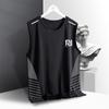 Regata Masculina de Seda Gelo Verão Esportes Fitness Camiseta Base Treino Ombro Largo Fina Sem Mangas Secagem Rápida Top Masculino da Moda