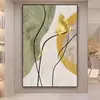 Arte de Pared de Moda en Tono Crema: Flores Abstractas, Líneas Minimalistas, Figuras Texturizadas, Pintura al Óleo Decorativa para Fondo de Sofá de Sala de Estar