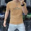 Camiseta Europea de Alta Gama 2024 Verano Nueva Estampado Caliente Manga Corta Camiseta para Hombre Cuello Redondo Cómoda Versátil Moderna Transpirable Camiseta para Hombre