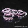 Pendientes de plata y oro rosa de 30 mm con incrustaciones de circonita rosa, joyería de comercio exterior transfronterizo.