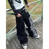 Jeans con estampado de estrellas estilo americano para hombre y mujer, pantalones rectos de color block de alta costura, pantalones holgados retro de hip-hop, modernos