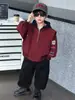 Chaqueta de Otoño para Niño 2083 Primavera/Otoño Nuevo Estilo Versión Coreana para Niños Chaqueta de Motocicleta de Moda Ropa Urbana Genial para Niños Pequeños