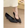 ¡Dama del banquete! Zapatos de tacón de aguja con lazo de satén suave para mujer, Zapatos de tacón para ir al trabajo Primavera 2025
