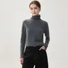 Nuevo suéter de cuello alto tejido para mujer de cachemira 100% pura para otoño e invierno con cuello superpuesto, de alta gama y versátil
