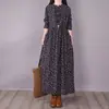 Vestido Largo Casual con Cinturón de Lazo Estampado Floral Artístico Retro Nuevo Otoño 2026