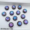 Anillo Redondo con Tachuelas Multicolor de Ocho Agujeros Cara de Circonita Pulsera de Abalorios Hecha a Mano DIY Colgante Separador para Teléfono Accesorio Cielo Estrellado