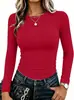 Blusas femininas de manga comprida justas da Amazon para uso transfronteiriço, camisetas básicas casuais para uso ao ar livre, atacado em pequenas quantidades