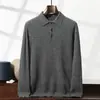 Suéter de cachemira con cuello POLO, manga larga, top para hombre, diseño plano de 12 puntos, corte holgado, talla grande, suéter cálido