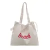 Mochila casual de lona de gran capacidad, bolsa de cordón con letras estilo perezoso, bolso de hombro para mujeres oficinistas, para ir al trabajo, ir de compras y tutorías