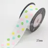 Fita de embalagem de presente com bolinhas de 25mm para grampo de cabelo, caixa de bolo DIY, cinto decorativo, fita de tecido 10 jardas/Rolo