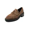 ¡Primer encuentro con el estilo de chica suave! Mocasines de gamuza para mujer, zapatos pequeños de cuero estilo británico, estilo preppy, zapatos planos de punta profunda