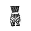 Europeo y Americano Caliente Red de Pesca Recorte Sexy Ropa Interior Malla Grande Desgarrable Sexy Conjunto de Dos Piezas con Abertura Top Tubo Shorts
