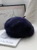 Boina Versátil de Color Sólido Mezclada con Pelo de Conejo para Mujer, Sombrero de Artista Versátil Casual de Invierno, Elegante y Cálido Sombrero de Calabaza