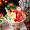 Tazón de Pulpa Navideño Decoración de Pastel Reno Hombre de Jengibre Galleta Feliz Navidad Círculo de Hierba Inserto de Hoja Enchufe