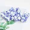 Porcelana Azul e Branca Orquídea Contas de Porcelana Acessórios para Joias Artesanais Tecelagem Pulseira Panjia Material Cortina de Contas Acessórios de Contas Soltas Fabricante