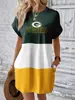 Vestido de Moda Nuevo de Verano para Mujer Sudadera Larga de Cuello Redondo de Equipo de la NFL 211 Vestido Elegante Europeo y Americano