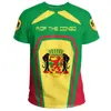 Bandera de la República Democrática del Congo y Patrón de Emblema Nacional Impresión 3D Nueva Camiseta de Manga Corta para Hombre Transfronteriza Venta Directa de Fábrica