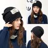Gorro de Montón Moda de Primavera Gorro de Cuello Tejido Etiqueta de Tela Color Sólido Gorro Pullover Protección para Orejas Gorro para Mujer Gorro de Luna Rizado