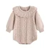 Mameluco para Niña 100% Forro Polar Cuello Volante Grueso Tejido En Stock Otoño e Invierno Calentito para Gateo Ropa para Niños de Exterior