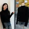 Camisa básica con cuello alto fruncido, nuevo modelo 2026, popular este año, jersey de manga larga, top elegante y favorecedor