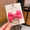 Pasador de corbata de moño de color caramelo para niños, lindo, versátil, para el lateral, para bebé, niña, doble capa, tela hecha a mano, pinza para flequillo